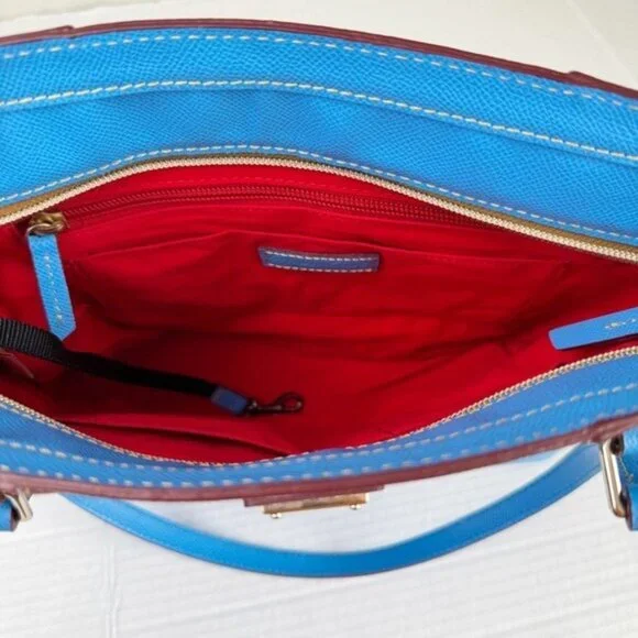 Dooney & Bourke saffiano leather small lexington blue‎ tote satchel shoulder bag - Picture 10 of 13